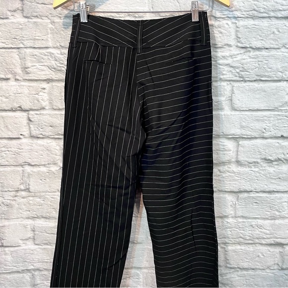 Norma Kamali size 4 Pin Stripe Raw Edge Wide Leg Hook & Loop Closure Trousers - Picture 4 of 10
